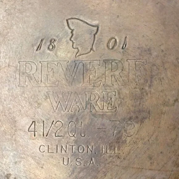 Revere Ware 4.5 Qt Metal Pot Silver Steel Double Handle Sauce Pan 9.5" Diameter - Picture 4 of 9